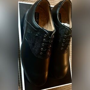 NWT FOOTJOY LEATHER LIZARD PRINT 52008 Golf Shoes Size 11 W  Icon Black In Box